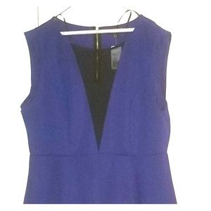 Royal blue peplum top w/sheer V-neck